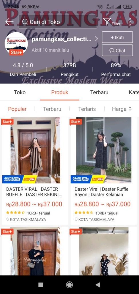 rekomendasi toko daster di shopee