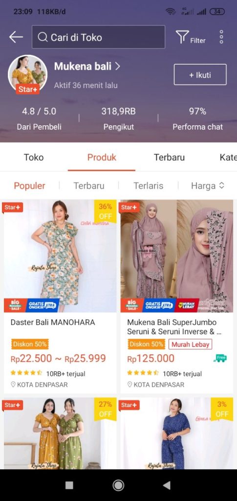 rekomendasi daster murah di shopee