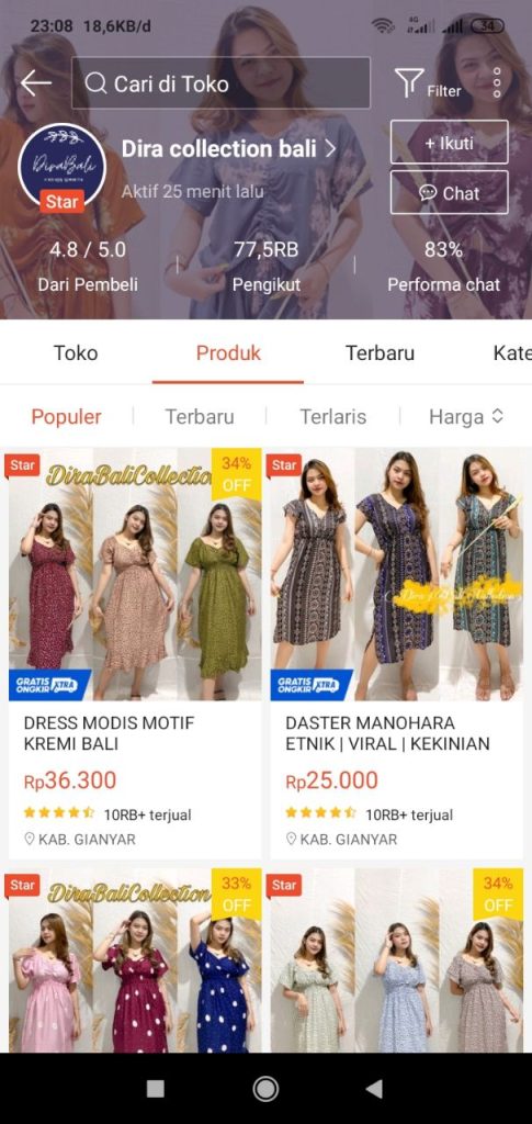  daster arab di shopee