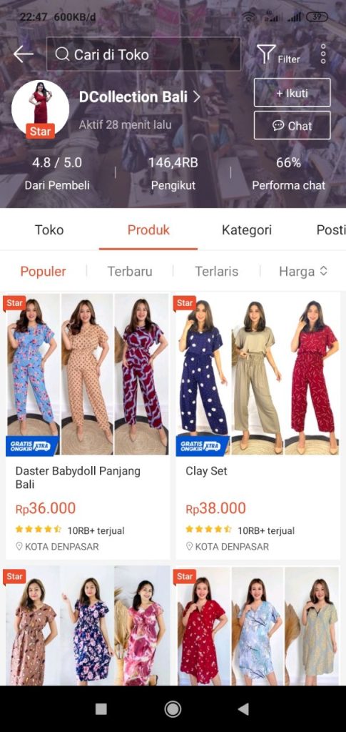  jual daster murah di shopee