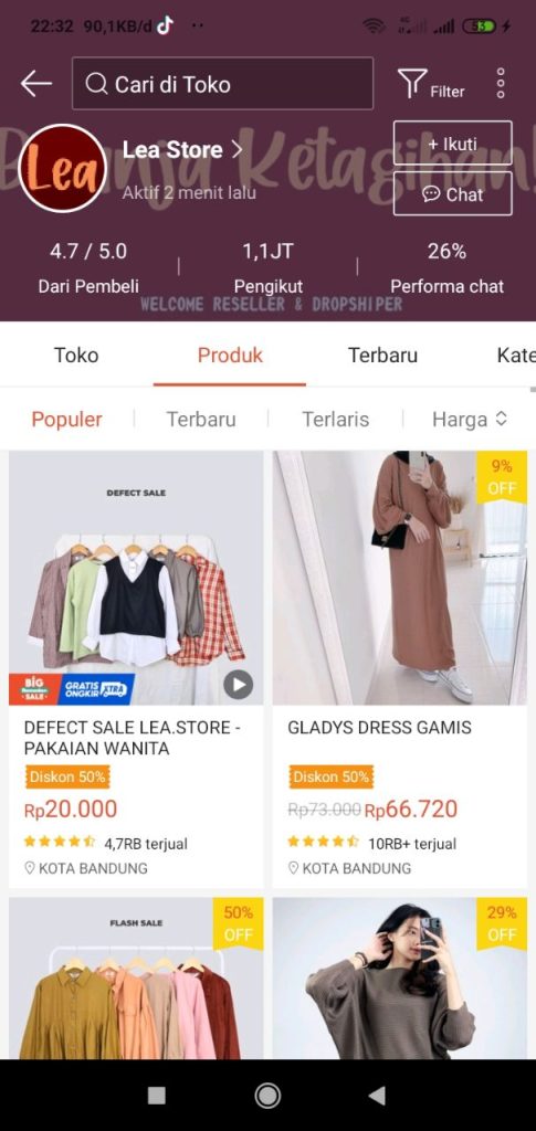 toko pakaian wanita di shopee