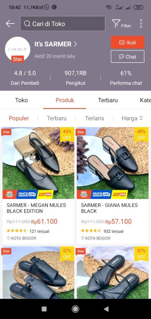  rekomendasi toko sandal di shopee