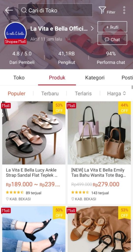 rekomendasi toko heels di Shopee