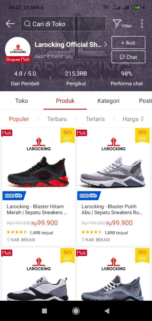 rekomendasi sepatu pria di shopee