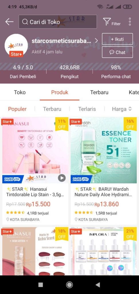 rekomendasi toko shopee surabaya