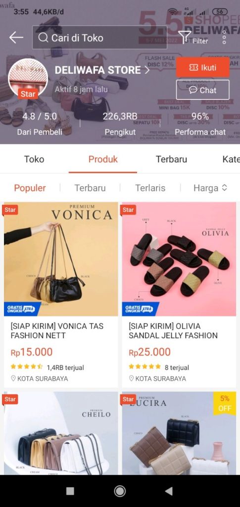 rekomendasi toko shopee surabaya