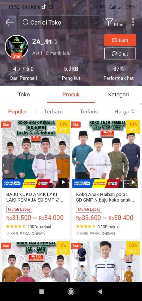 rekomendasi toko baju muslim pria di shopee