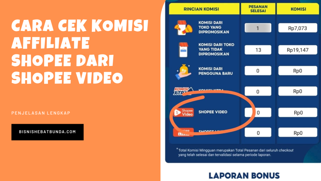 Cara Cek Komisi Affiliate Shopee dari shopee video